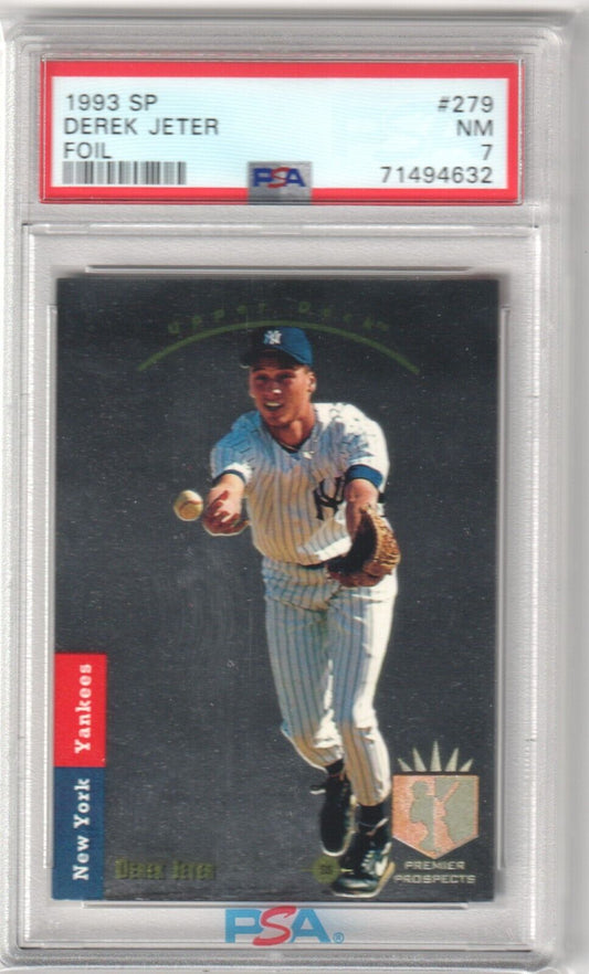 DEREK JETER 1993 Upper Deck SP Foil RC Rookie #279 PSA 7 NM - YANKEES - Columbia Hobby - Sports Card Boxes - Toploaders - Card Savers