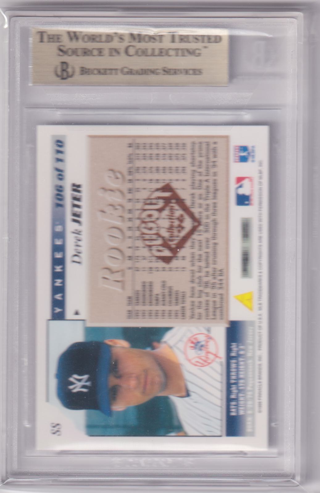 DEREK JETER 1996 Score Dugout Collection Rookie RC #A106 BGS 9.5 GEM MINT - Columbia Hobby - Sports Card Boxes - Toploaders - Card Savers