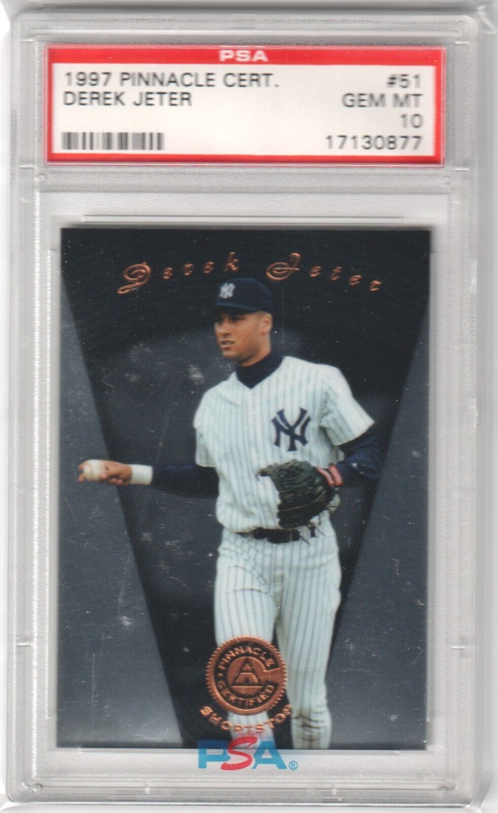 DEREK JETER 1997 Pinnacle Certified #51 PSA 10 GEM MINT - YANKEES - Columbia Hobby - Sports Card Boxes - Toploaders - Card Savers