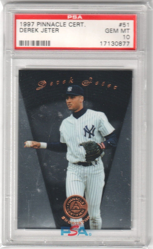 DEREK JETER 1997 Pinnacle Certified #51 PSA 10 GEM MINT - YANKEES - Columbia Hobby - Sports Card Boxes - Toploaders - Card Savers