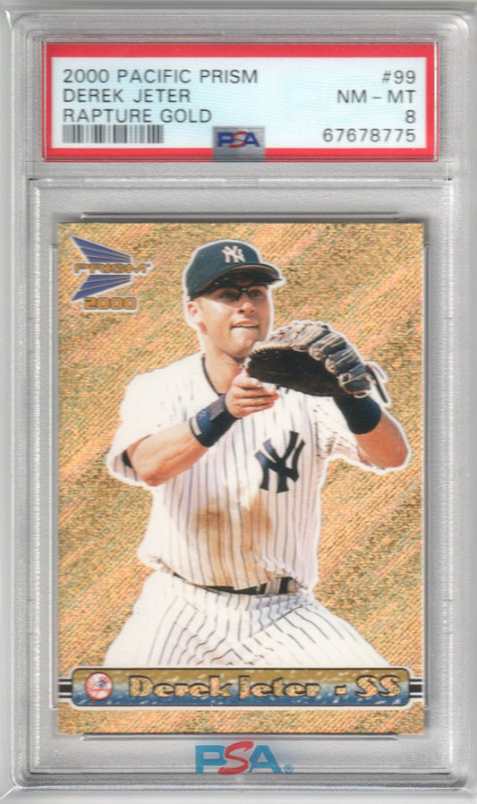 DEREK JETER 2000 Pacific Prism #99 Rapture Gold PSA 8 NM - MT - YANKEES Pop 1 - Columbia Hobby - Sports Card Boxes - Toploaders - Card Savers
