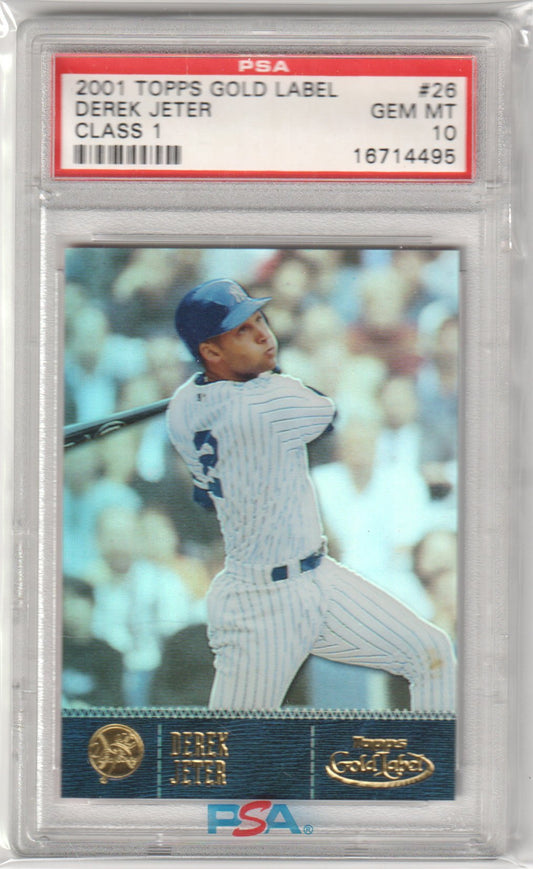 DEREK JETER 2001 Topps Gold Label Class 1 #26 PSA 10 GEM MINT - YANKEES - Columbia Hobby - Sports Card Boxes - Toploaders - Card Savers