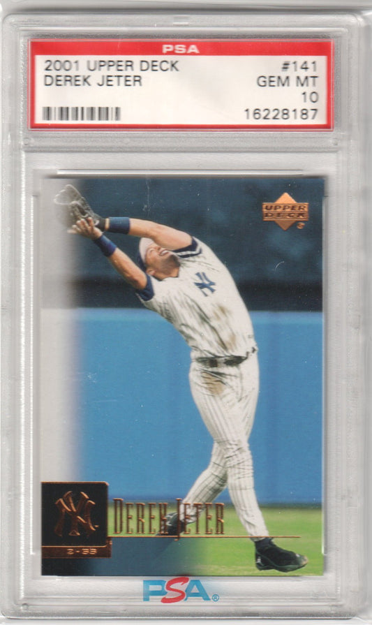 DEREK JETER 2001 Upper Deck #141 PSA 10 GEM MINT - YANKEES - Columbia Hobby - Sports Card Boxes - Toploaders - Card Savers