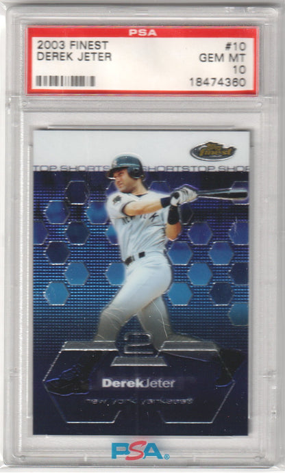 DEREK JETER 2003 Finest #10 PSA 10 GEM MINT - YANKEES - Columbia Hobby - Sports Card Boxes - Toploaders - Card Savers