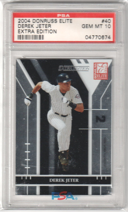 DEREK JETER 2004 Donruss Elite Extra Edition #40 PSA 10 GEM MINT - YANKEES - Columbia Hobby - Sports Card Boxes - Toploaders - Card Savers