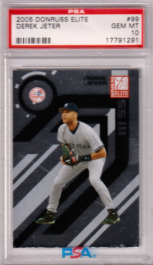 DEREK JETER 2005 Donruss Elite #99 PSA 10 GEM MINT - YANKEES - Columbia Hobby - Sports Card Boxes - Toploaders - Card Savers