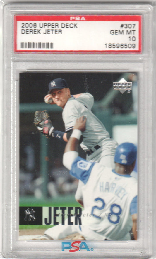 DEREK JETER 2006 Upper Deck #307 PSA 10 GEM MINT - YANKEES - Columbia Hobby - Sports Card Boxes - Toploaders - Card Savers