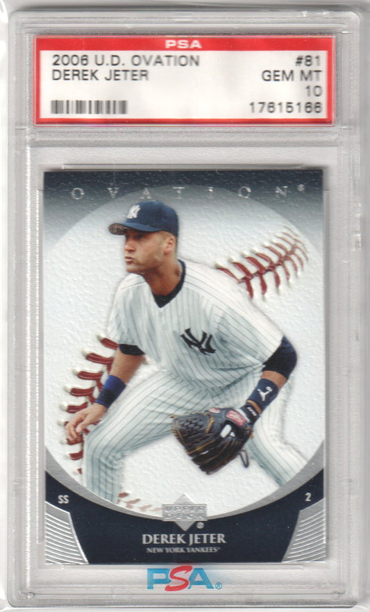 DEREK JETER 2006 Upper Deck Ovation #81 PSA 10 GEM MINT - YANKEES - Columbia Hobby - Sports Card Boxes - Toploaders - Card Savers