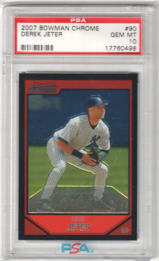 DEREK JETER 2007 Bowman Chrome #90 PSA 10 GEM MINT - YANKEES - Columbia Hobby - Sports Card Boxes - Toploaders - Card Savers