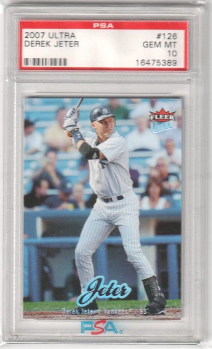 DEREK JETER 2007 Fleer Ultra #126 PSA 10 GEM MINT - YANKEES - Columbia Hobby - Sports Card Boxes - Toploaders - Card Savers