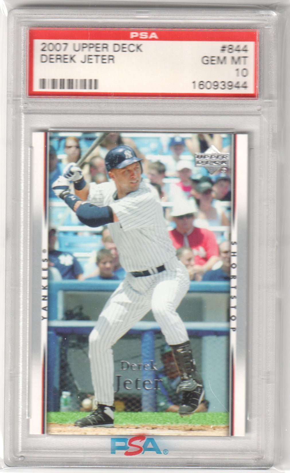 DEREK JETER 2007 Upper Deck #844 PSA 10 GEM MINT - YANKEES - Columbia Hobby - Sports Card Boxes - Toploaders - Card Savers