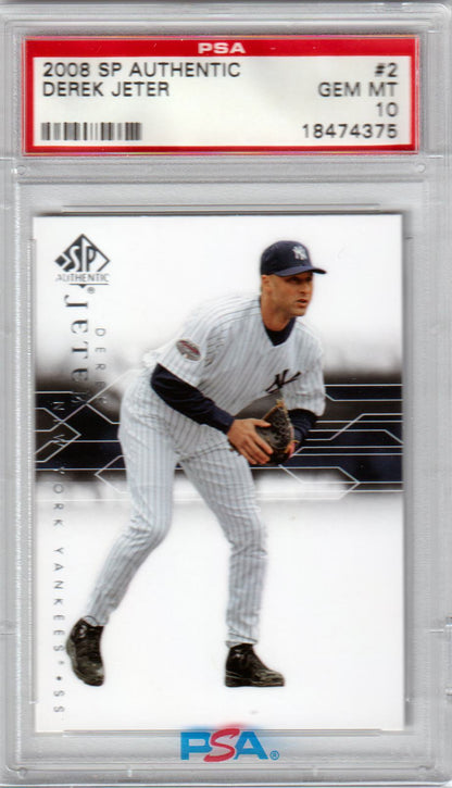 DEREK JETER 2008 Upper Deck SP Authentic #2 PSA 10 GEM MINT - YANKEES - Columbia Hobby - Sports Card Boxes - Toploaders - Card Savers