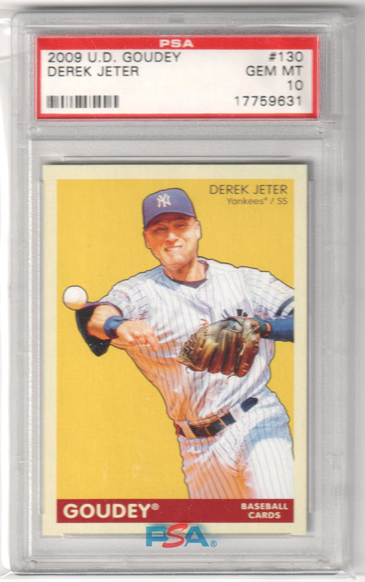 DEREK JETER 2009 Upper Deck Goudey #130 PSA 10 GEM MINT - YANKEES - Columbia Hobby - Sports Card Boxes - Toploaders - Card Savers