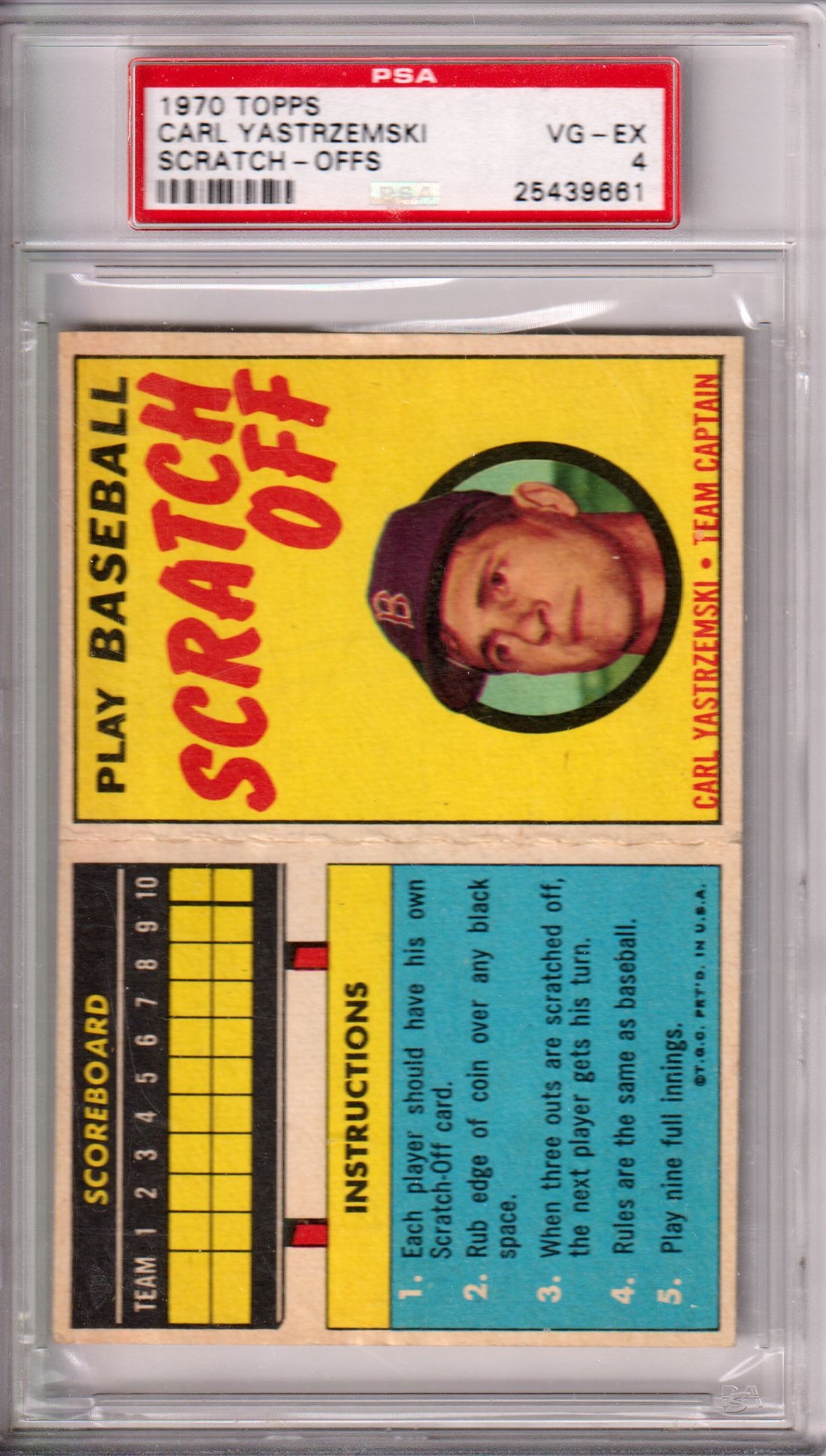 CARL YASTRZEMSKI 1970 Topps Scratch-Offs PSA 4 VG-EX - RED SOX