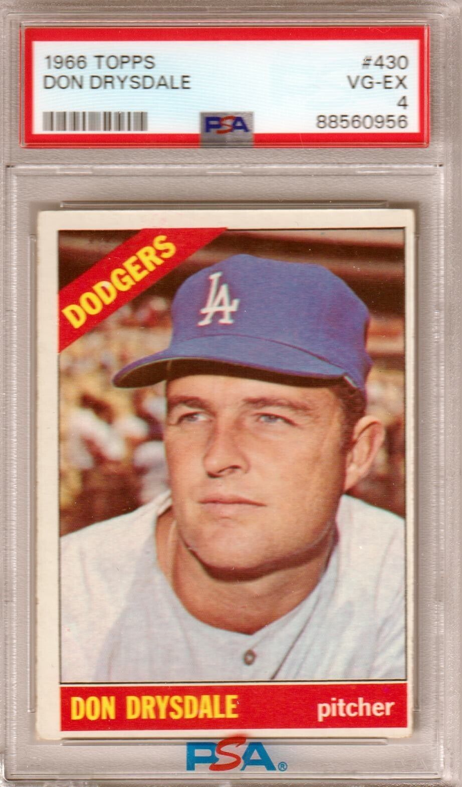 DON DRYSDALE 1966 Topps #430 PSA 4 VG - EX - DODGERS - Columbia Hobby - Sports Card Boxes - Toploaders - Card Savers