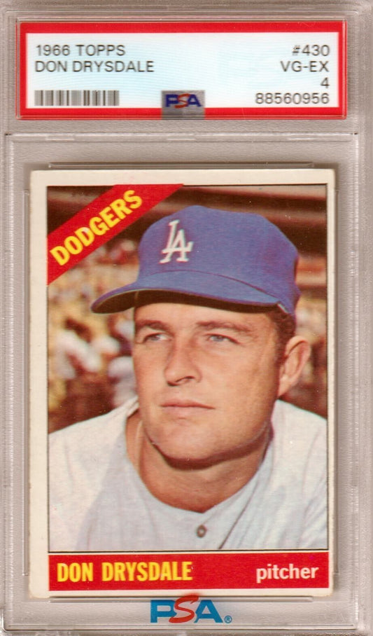 DON DRYSDALE 1966 Topps #430 PSA 4 VG - EX - DODGERS - Columbia Hobby - Sports Card Boxes - Toploaders - Card Savers