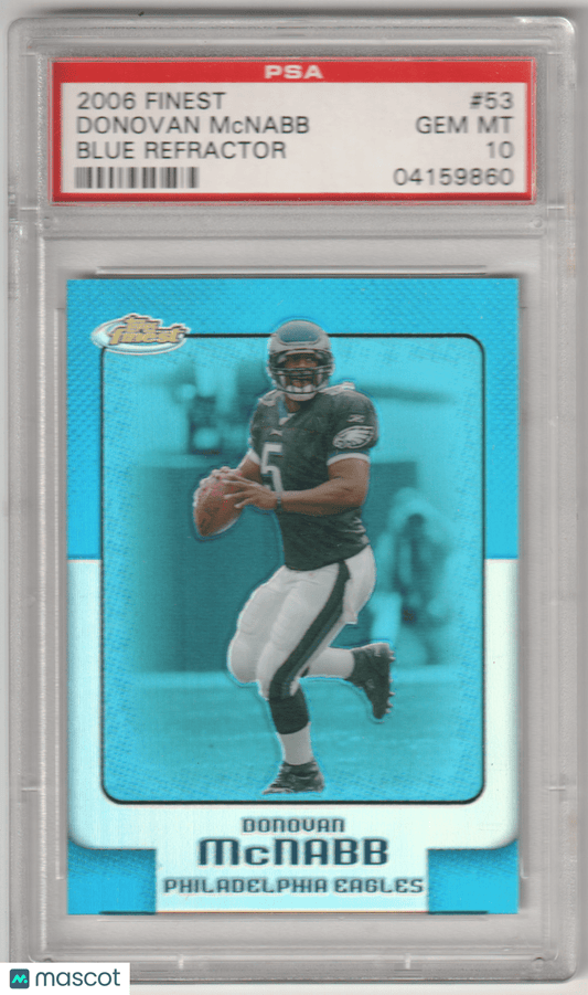 DONOVAN McNABB 2006 Topps Finest 53 Blue Refractor PSA 10 GEM MINT Pop 2 - Columbia Hobby - Sports Card Boxes - Toploaders - Card Savers