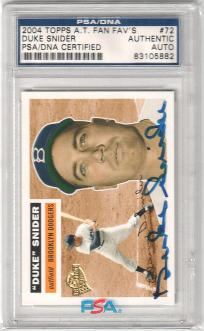 DUKE SNIDER 2004 Topps Fan Favorites Autograph Auto #72 PSA Certified - DODGERS - Columbia Hobby - Sports Card Boxes - Toploaders - Card Savers
