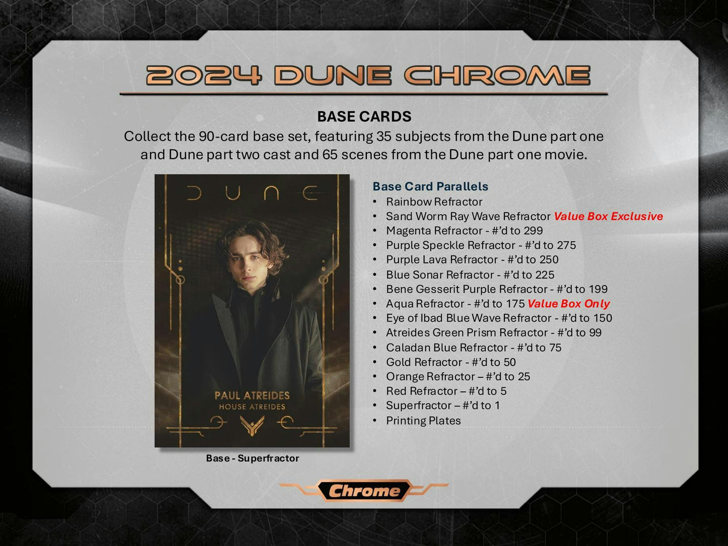 Dune Chrome 7 - Pack Blaster Box (Topps 2024) | Columbia Sports Cards - Columbia Hobby - Sports Card Boxes - Toploaders - Card Savers