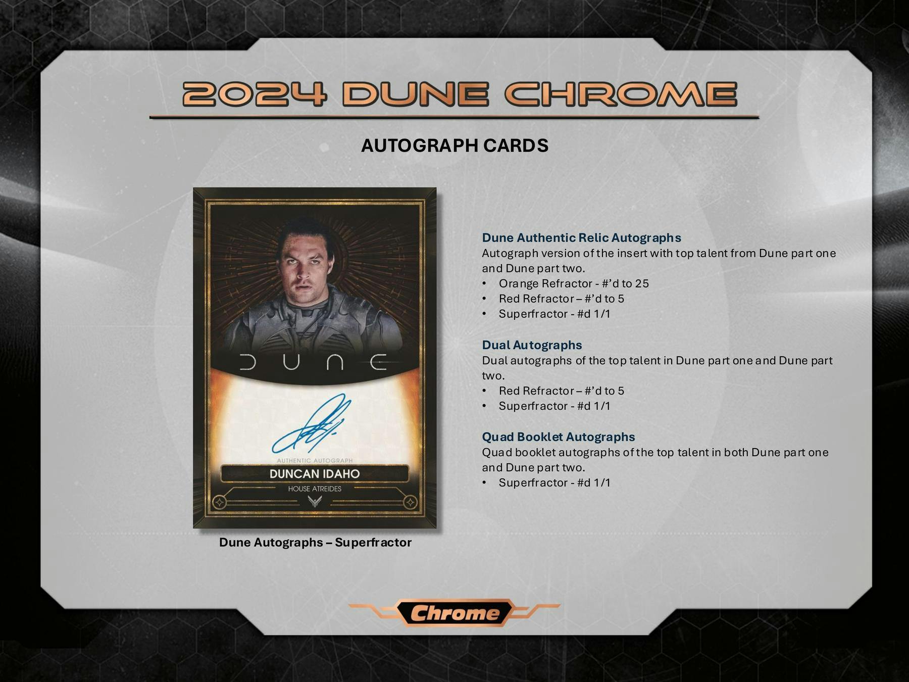 Dune Chrome Hobby Box (Topps 2024) | Columbia Sports Cards - Columbia Hobby - Sports Card Boxes - Toploaders - Card Savers