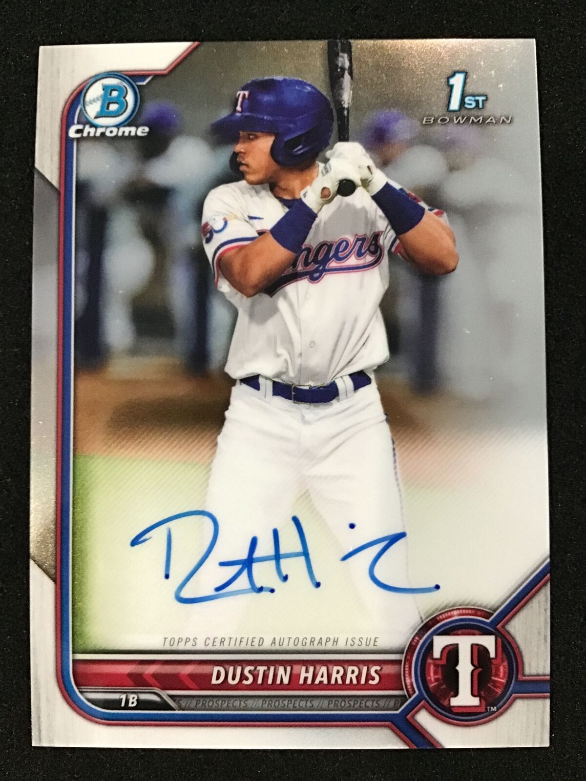 Dustin Harris 2022 Bowman Chrome 1st Prospects Autograph CPA - DHR Texas Rangers - Columbia Hobby - Sports Card Boxes - Toploaders - Card Savers
