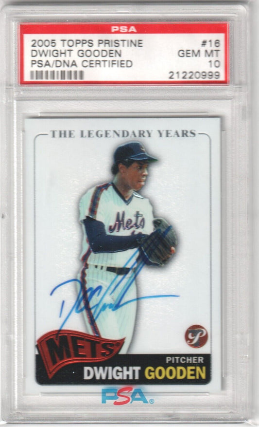 DWIGHT GOODEN 2006 Topps Pristine Autograph Auto #16 PSA 10 GEM MINT - METS - Columbia Hobby - Sports Card Boxes - Toploaders - Card Savers