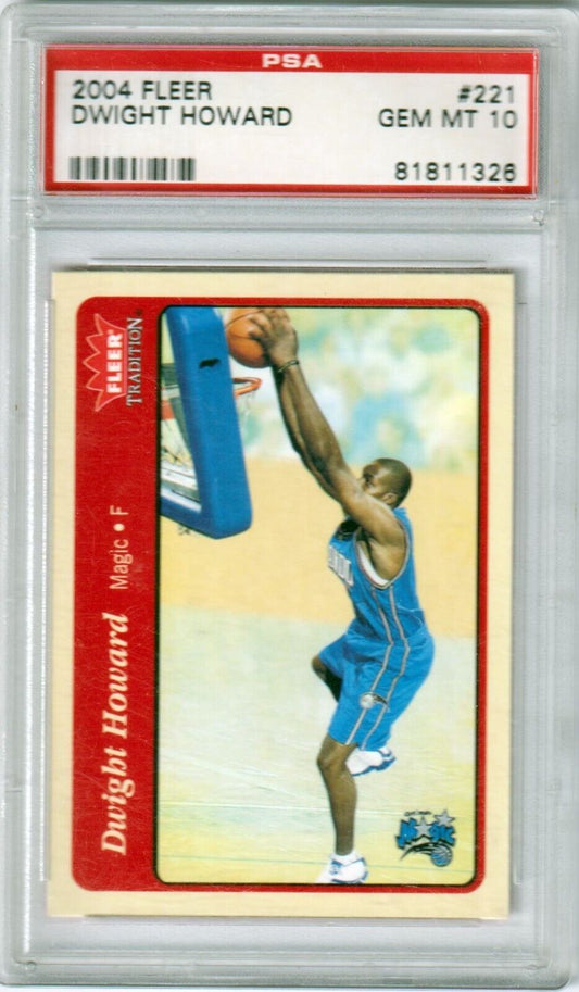 DWIGHT HOWARD 2004 - 05 Fleer Tradition RC Rookie Red #221 PSA 10 GEM MINT - MAGIC - Columbia Hobby - Sports Card Boxes - Toploaders - Card Savers