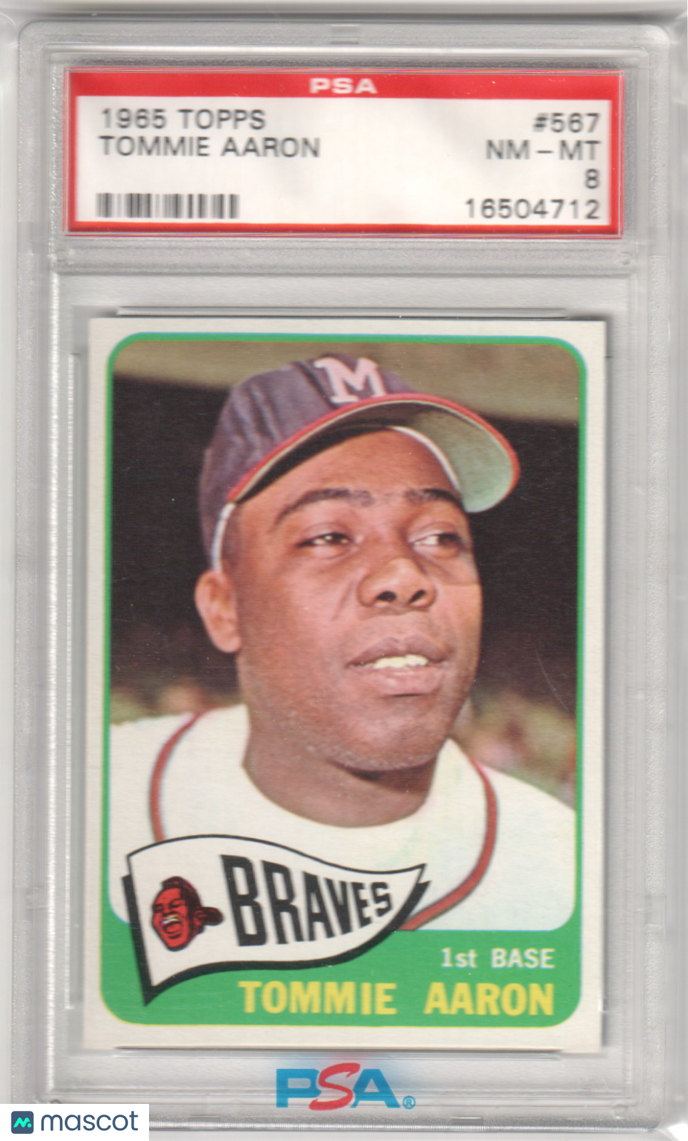 TOMMIE AARON 1965 Topps #567 PSA 8 NM-MT - BRAVES
