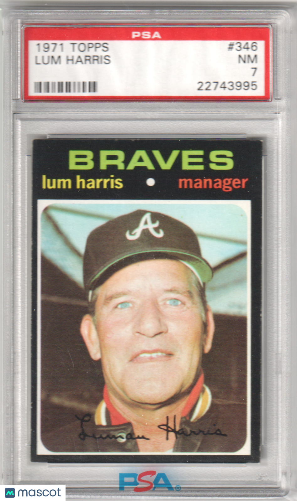 LUM HARRIS 1971 Topps #346 PSA 7 NM - BRAVES