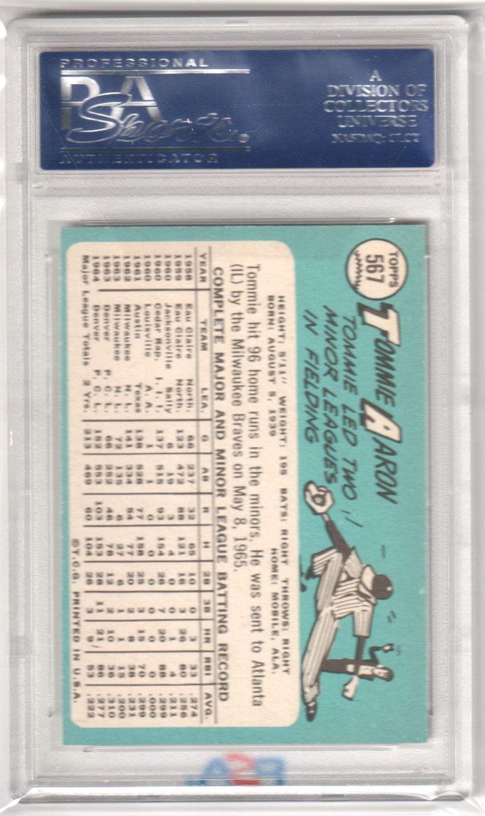 TOMMIE AARON 1965 Topps #567 PSA 8 NM-MT - BRAVES