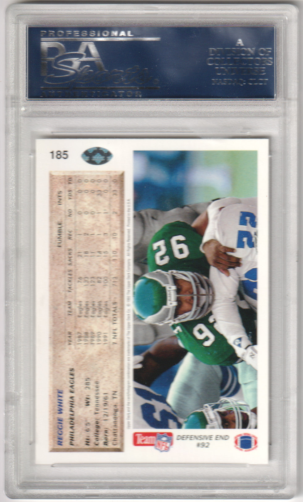 REGGIE WHITE 1992 Upper Deck #185 PSA 10 GEM MINT - EAGLES