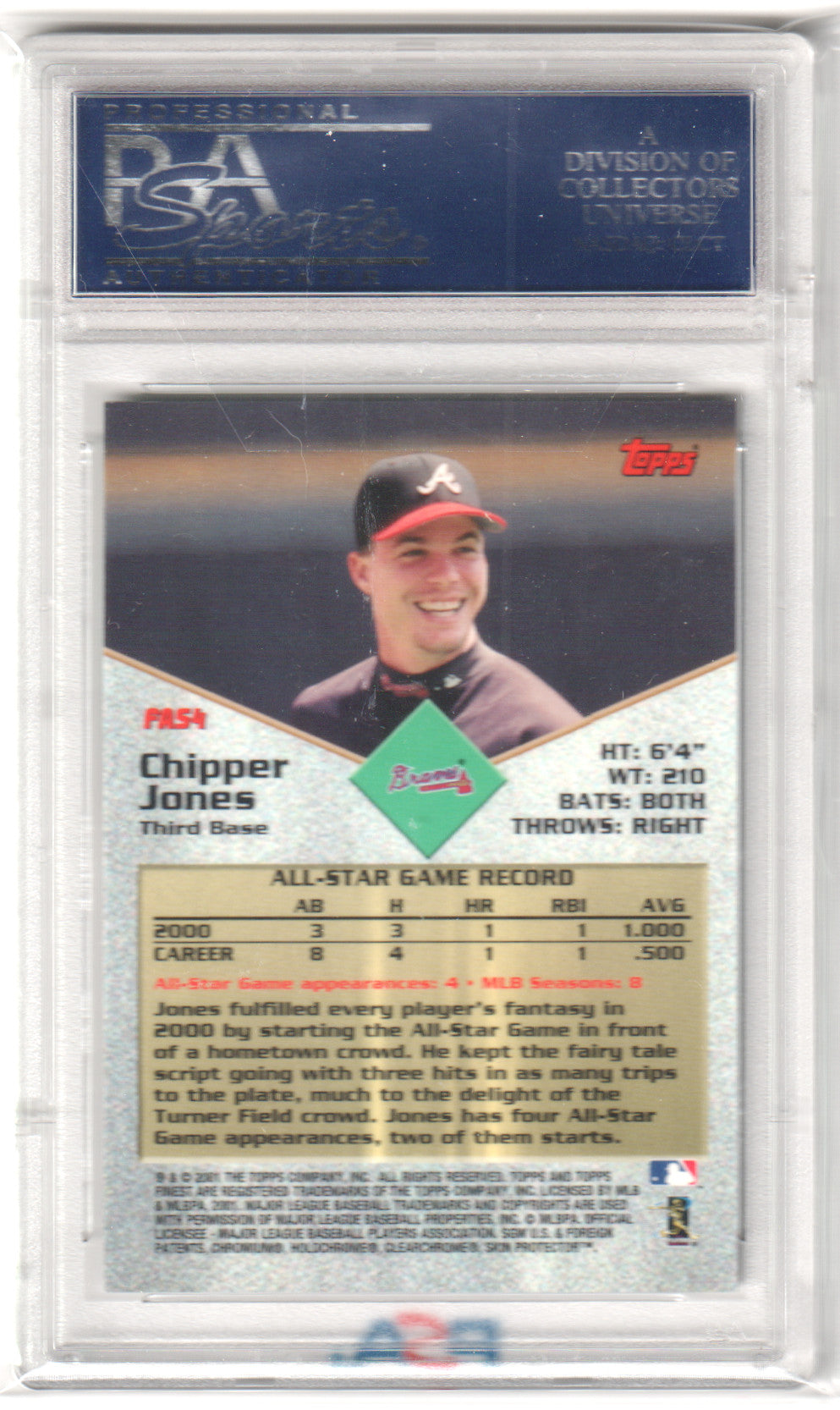 CHIPPER JONES 2001 Topps Finest All Stars #FAS4 PSA 10 GEM MINT - BRAVES Pop 9