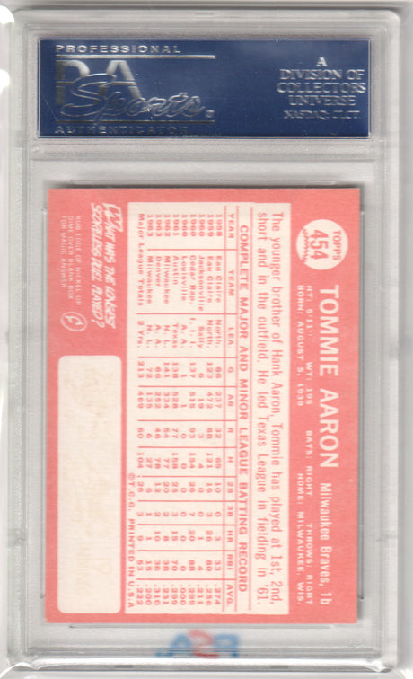 TOMMIE AARON 1964 Topps #454 PSA 7 NM-MT - BRAVES