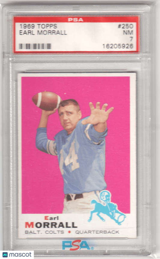 EARL MORRALL 1969 Topps 250 PSA 7 NM - COLTS - Columbia Hobby - Sports Card Boxes - Toploaders - Card Savers