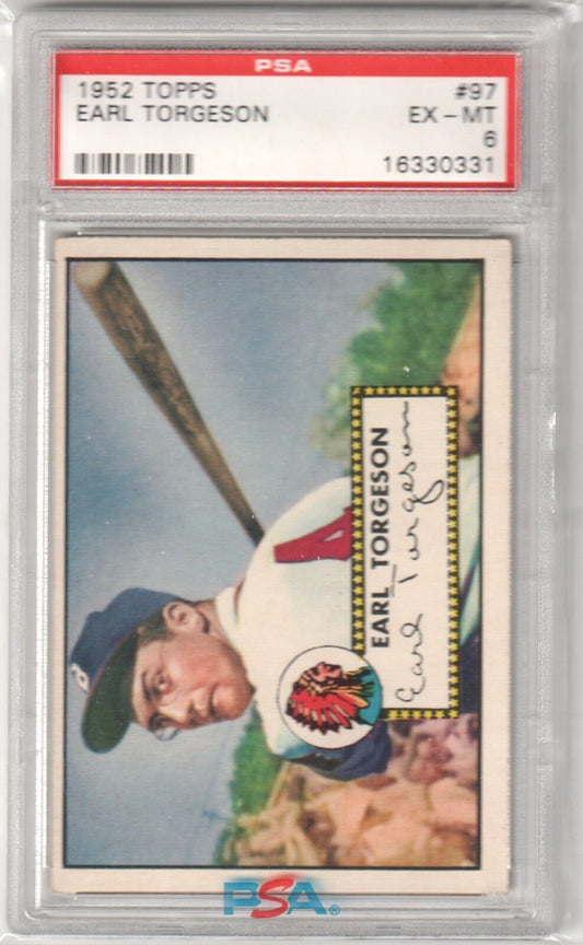 EARL TORGESON 1952 Topps #97 PSA 6 EX - MT - BRAVES - Columbia Hobby - Sports Card Boxes - Toploaders - Card Savers