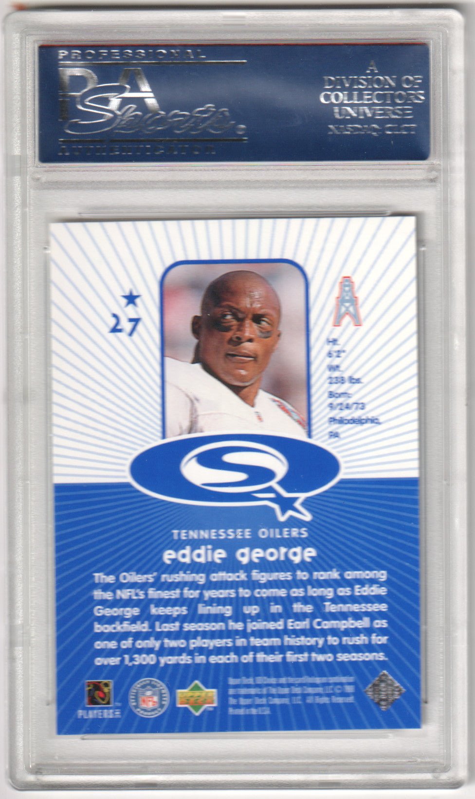 EDDIE GEORGE 1998 Upper Deck Choice Starquest 27 PSA 10 GEM MINT Pop 2 - Columbia Hobby - Sports Card Boxes - Toploaders - Card Savers