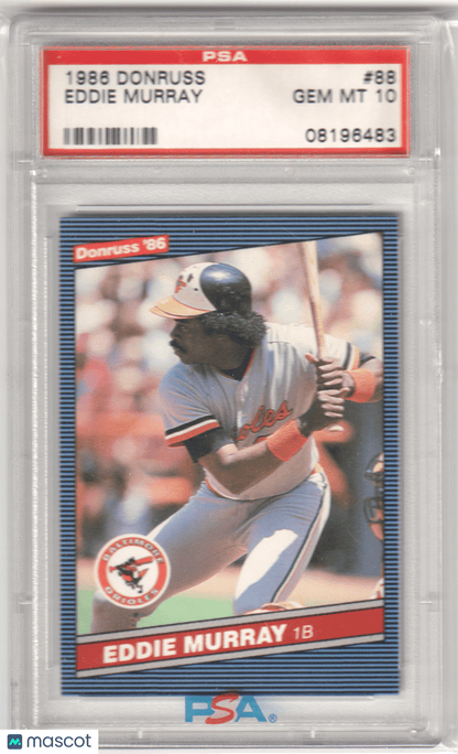 EDDIE MURRAY 1986 Donruss 88 PSA 10 GEM MINT - ORIOLES - Columbia Hobby - Sports Card Boxes - Toploaders - Card Savers