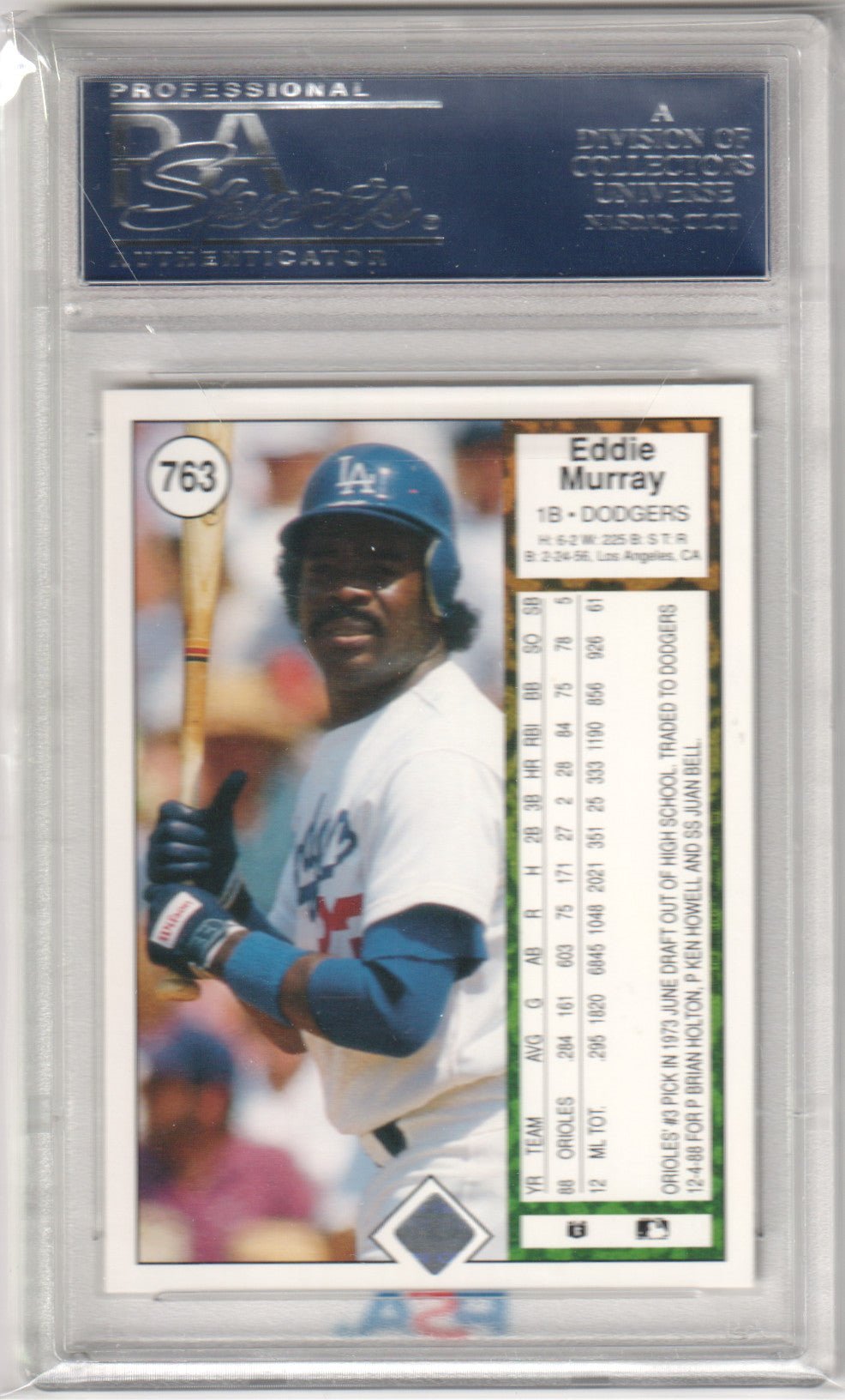 EDDIE MURRAY 1989 Upper Deck 763 PSA 10 GEM MINT - DODGERS - Columbia Hobby - Sports Card Boxes - Toploaders - Card Savers