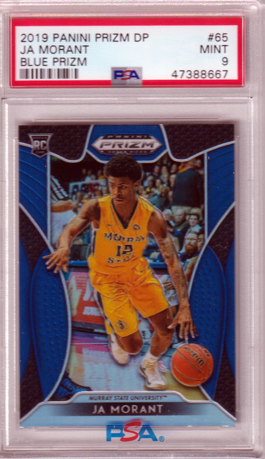 JA MORANT 2019-20 Panini Prizm Draft RC Rookie Blue Prizm SP #65 PSA 9 MINT