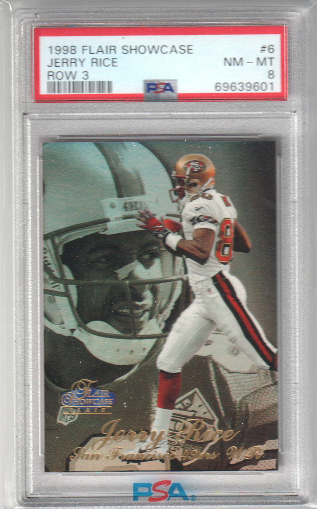 JERRY RICE 1998 Flair Showcase #6 Row 3 PSA 8 NM - 49ers