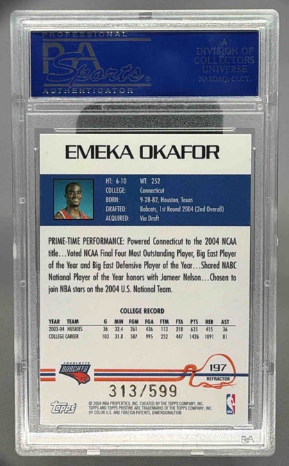 EMEKA OKAFOR 2004 TOPPS PRISTINE ROOKIE REFRACTOR /599 RC PSA 10 - Columbia Hobby - Sports Card Boxes - Toploaders - Card Savers