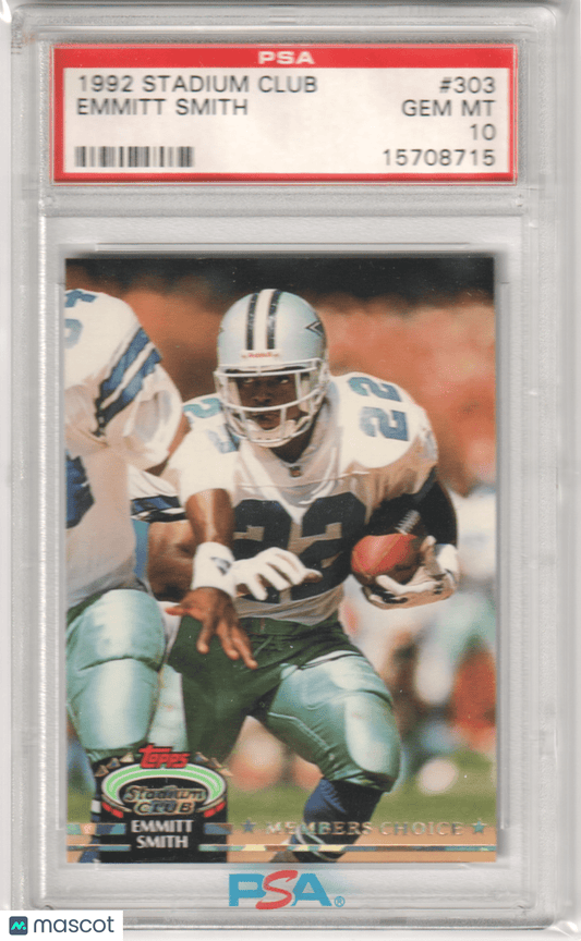 EMMITT SMITH 1992 Topps Stadium Club 303 PSA 10 GEM MINT - COWBOYS - Columbia Hobby - Sports Card Boxes - Toploaders - Card Savers
