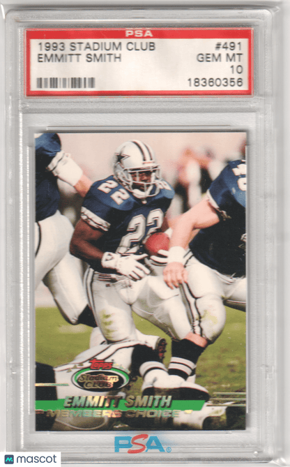 EMMITT SMITH 1993 Topps Stadium Club 491 PSA 10 GEM MINT - COWBOYS - Columbia Hobby - Sports Card Boxes - Toploaders - Card Savers