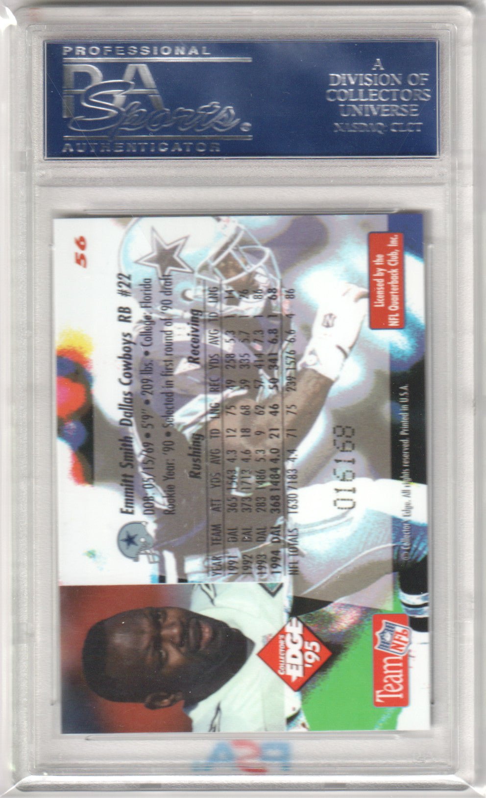 EMMITT SMITH 1995 Collector's Edge 56 Black Label PSA 10 GEM MINT - COWBOYS - Columbia Hobby - Sports Card Boxes - Toploaders - Card Savers
