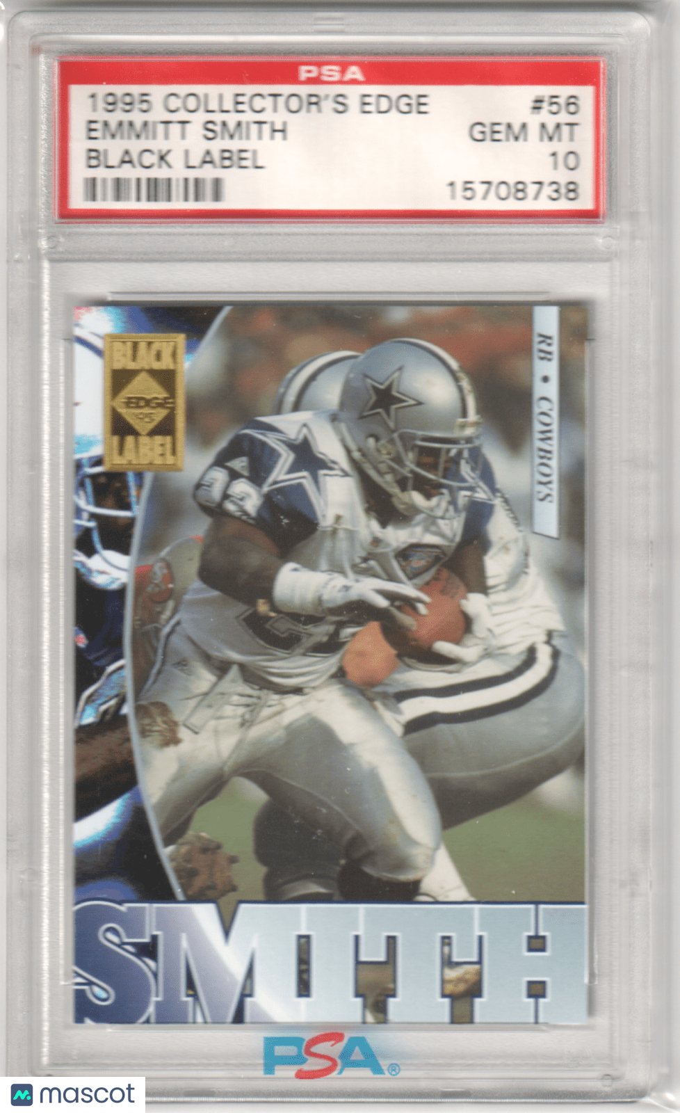 EMMITT SMITH 1995 Collector's Edge 56 Black Label PSA 10 GEM MINT - COWBOYS - Columbia Hobby - Sports Card Boxes - Toploaders - Card Savers
