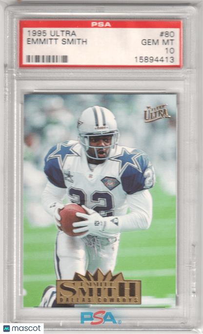 EMMITT SMITH 1995 Fleer Ultra 80 PSA 10 GEM MINT - COWBOYS - Columbia Hobby - Sports Card Boxes - Toploaders - Card Savers