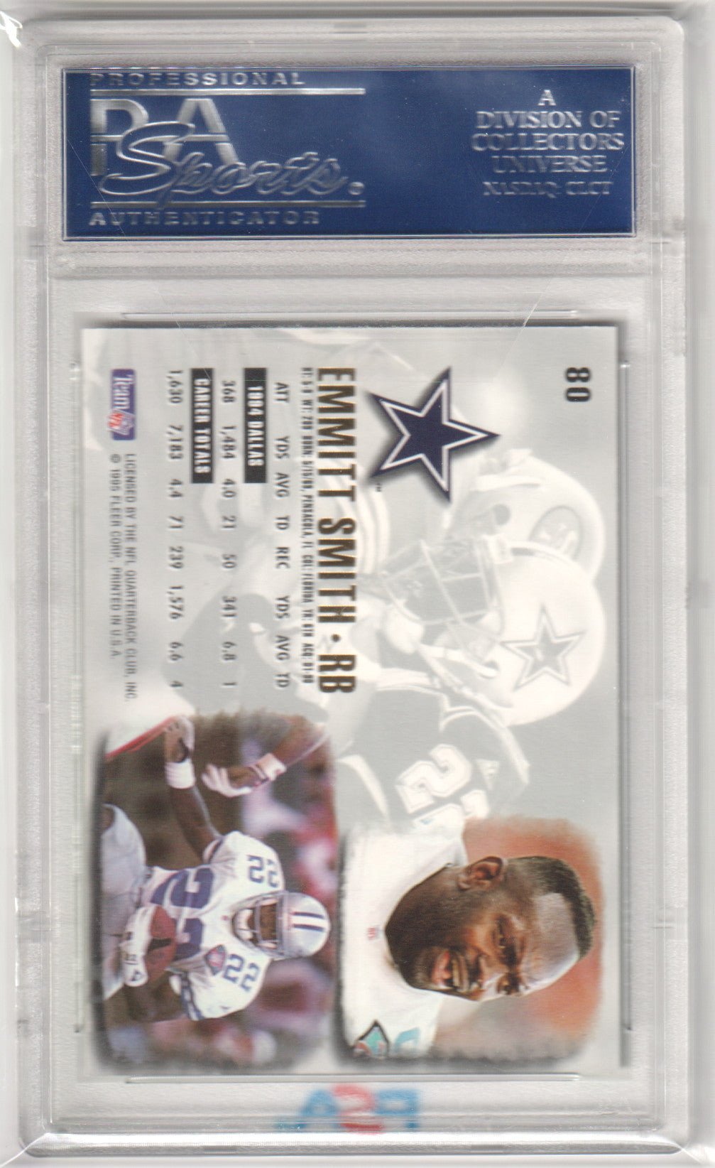 EMMITT SMITH 1995 Fleer Ultra 80 PSA 10 GEM MINT - COWBOYS - Columbia Hobby - Sports Card Boxes - Toploaders - Card Savers