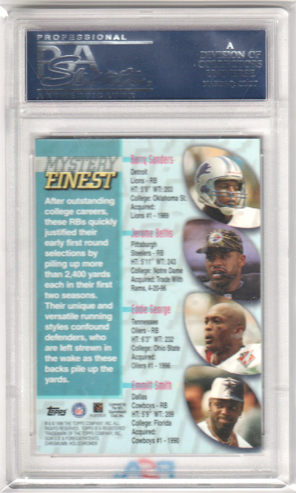 EMMITT SMITH 1998 Topps Mystery Finest M12 Refractor PSA 10 GEM MINT COWBOYS - Columbia Hobby - Sports Card Boxes - Toploaders - Card Savers