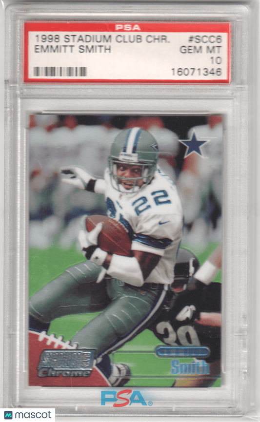 EMMITT SMITH 1998 Topps Stadium Club Chrome SCC6 PSA 10 GEM MINT - COWBOYS - Columbia Hobby - Sports Card Boxes - Toploaders - Card Savers