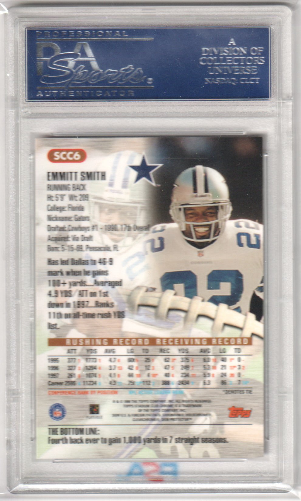 EMMITT SMITH 1998 Topps Stadium Club Chrome SCC6 PSA 10 GEM MINT - COWBOYS - Columbia Hobby - Sports Card Boxes - Toploaders - Card Savers
